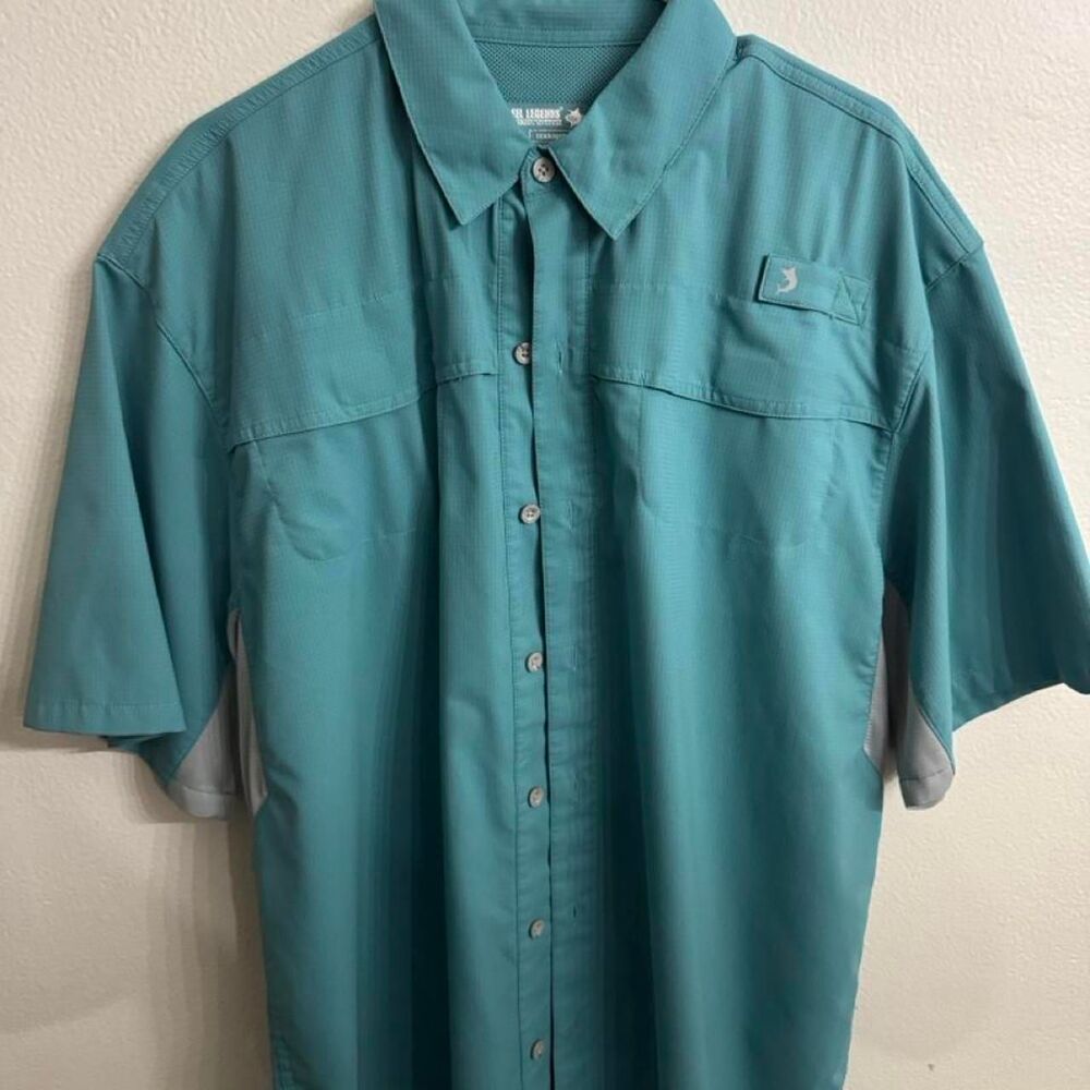 Reel Legends Men's Blue and Green Shirt